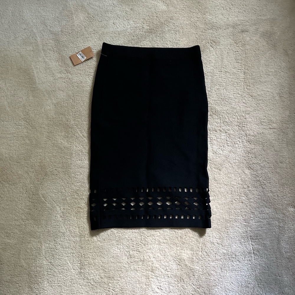Chic Black Pencil Skirt with Cutout Hem